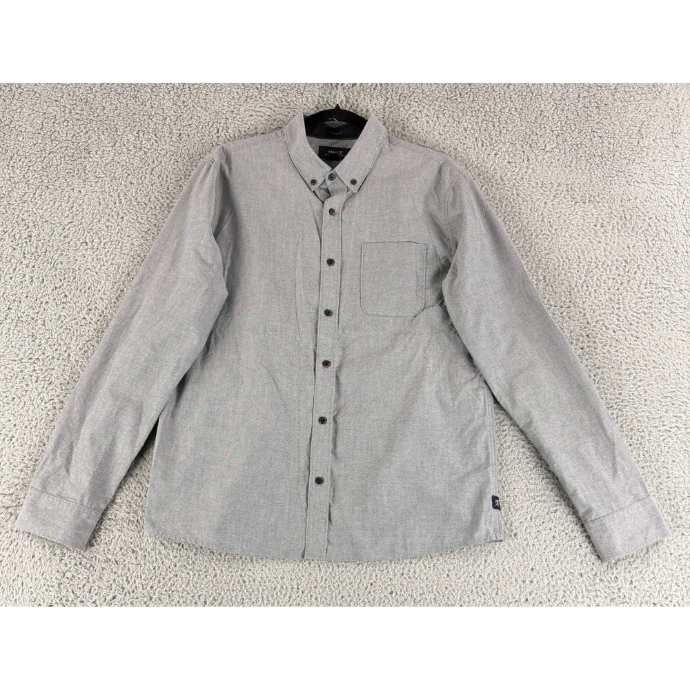 Roark Button Down Shirt Mens Medium Grey Organic Cotton Classic Fit Long Sleeve